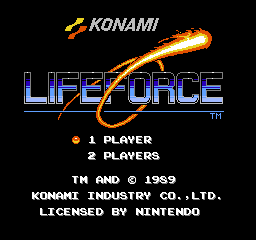 Life Force: Salamander title screen for NES